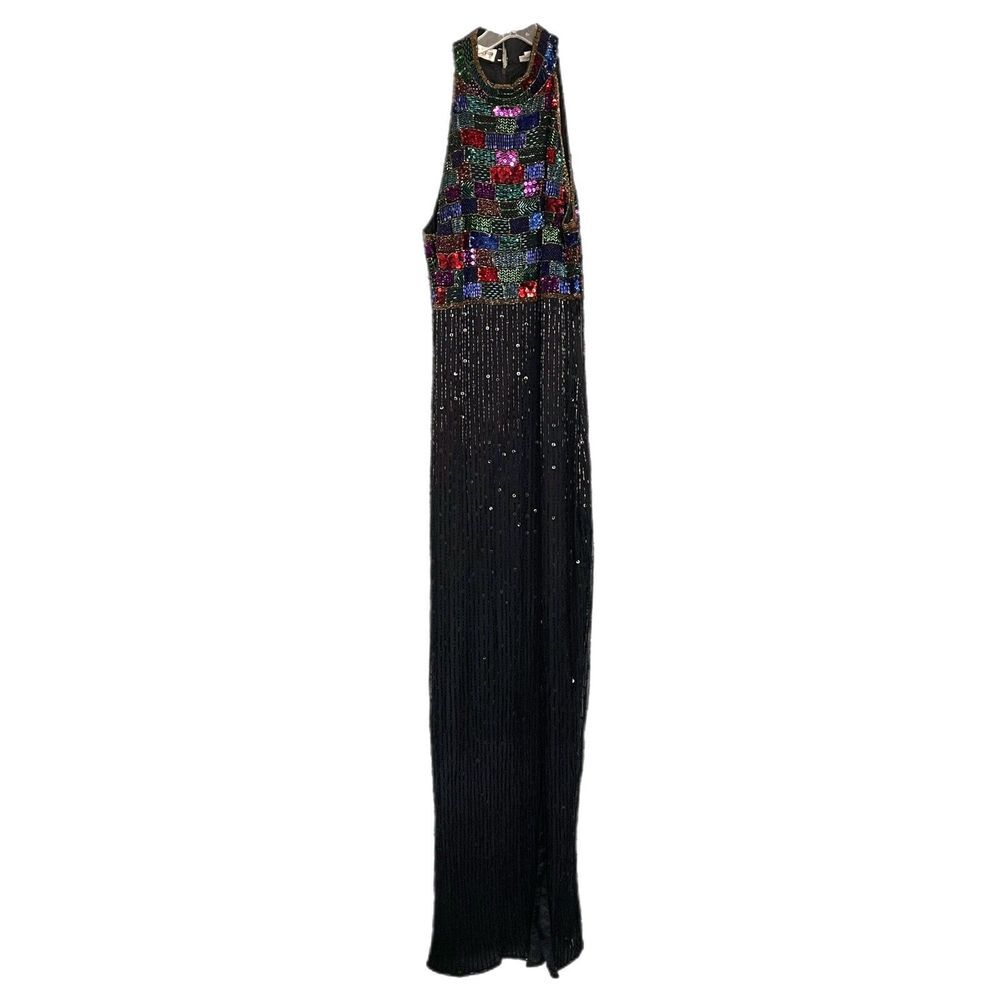 Vintage 80's Scala Silk Beaded Gown Women's Size Medium
